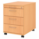 Cassettiera con rotelle SIGNA AC30 in effetto faggio con quattro cassetti e maniglie in metallo di hjh OFFICE PRO