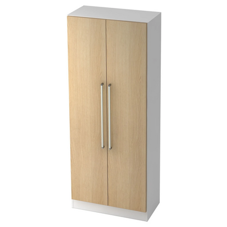 Mobile archivio SIGNA G 7100 in bianco e rovere con due ante e maniglie cromate di hjh OFFICE PRO