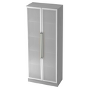 Mobile archivio grigio SIGNA G 7100G con due ante in vetro satinato e maniglie cromate di hjh OFFICE PRO