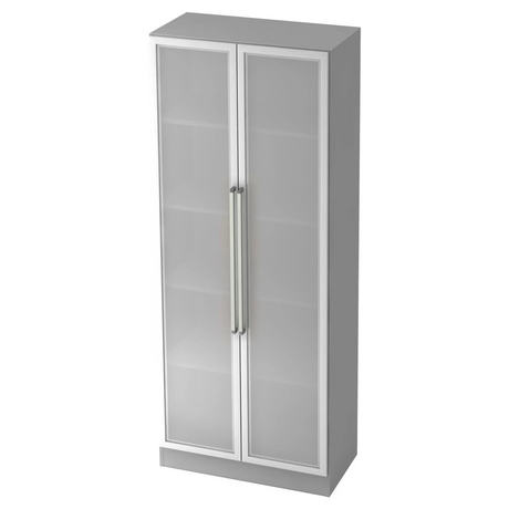 Mobile archivio grigio SIGNA G 7100G con due ante in vetro satinato e maniglie cromate di hjh OFFICE PRO