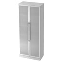 Armadio in metallo SIGNA G 7100G in bianco-argento con due ante in vetro satinato e maniglie cromate di hjh OFFICE PRO