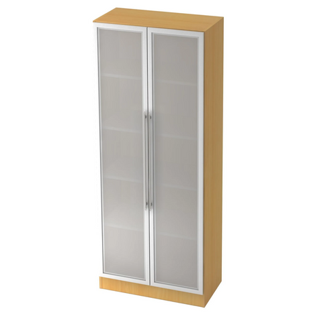 Mobile archivio SIGNA G 7100G effetto faggio con ante in vetro opaco e maniglie argentate di hjh OFFICE PRO
