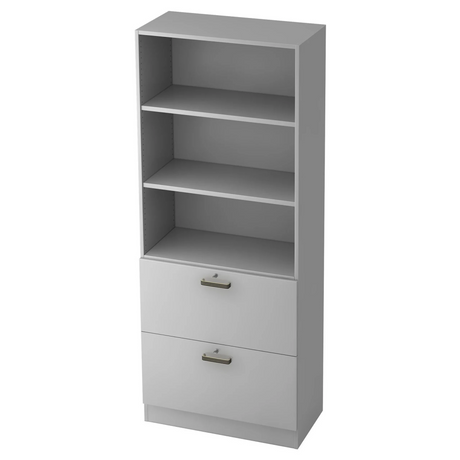 Scaffale grigio SIGNA G 7300 in plastica con tre scomparti aperti e due cassetti di hjh OFFICE PRO