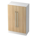 Armadio SIGNA G 7550 in bianco e rovere con due maniglie cromate argentate di hjh OFFICE PRO