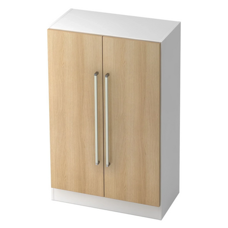 Armadio SIGNA G 7550 in bianco e rovere con due maniglie cromate argentate di hjh OFFICE PRO