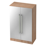 Armadio SIGNA G 7550 in look noce con ante in metallo argento e due maniglie cromate di hjh OFFICE PRO