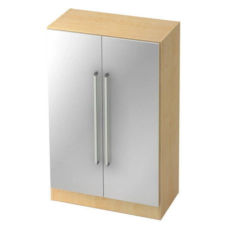 Armadio SIGNA G 7550 in legno d'acero chiaro con ante in metallo argento e maniglie cromate di hjh OFFICE PRO