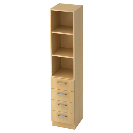 Mobile archivio alto SIGNA G 7600 in legno di acero chiaro con tre vani aperti e quattro cassetti di hjh OFFICE PRO