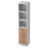 Scaffale SIGNA G 7600 in bianco e noce con tre scomparti aperti e quattro cassetti di hjh OFFICE PRO