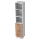 Scaffale SIGNA G 7600 in bianco e noce con tre scomparti aperti e quattro cassetti di hjh OFFICE PRO