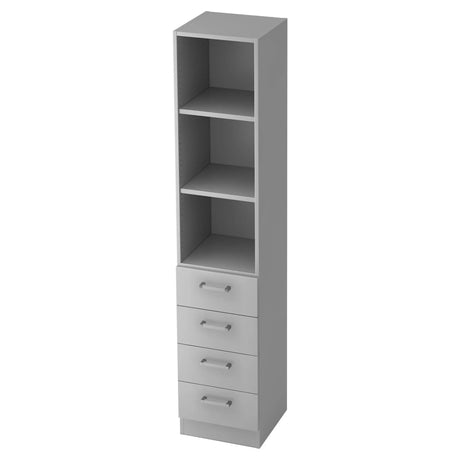 Mobile archivio grigio SIGNA G 7600 con tre ripiani aperti, quattro cassetti e maniglie cromate di hjh OFFICE PRO