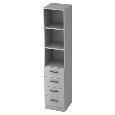 Mobile archivio grigio SIGNA G 7600 in plastica con tre ripiani aperti e quattro cassetti di hjh OFFICE PRO