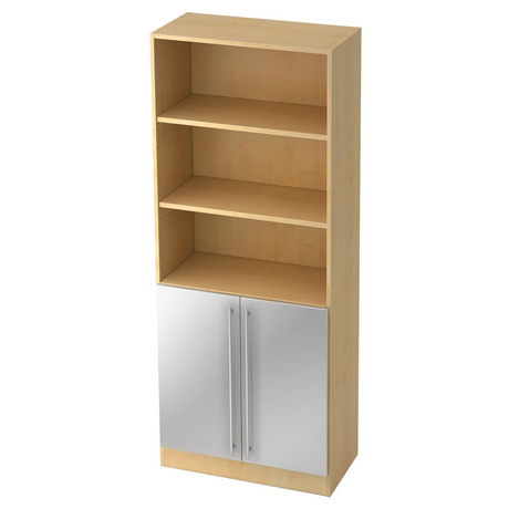 Libreria SIGNA G 7700 in effetto acero con tre vani aperti e due ante argentate di hjh OFFICE PRO