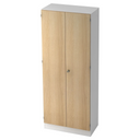 Armadio per documenti SIGNA K 6100 SG in bianco e rovere con due ante e una serratura di hjh OFFICE PRO