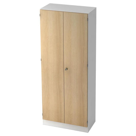 Armadio per documenti SIGNA K 6100 SG in bianco e rovere con due ante e una serratura di hjh OFFICE PRO