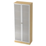 Mobile archivio SIGNA K 6100G SG in effetto acero con due ante in vetro satinato e cornici argentate di hjh OFFICE PRO