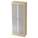 Mobile archivio SIGNA K 6100G SG in effetto acero con due ante in vetro satinato e cornici argentate di hjh OFFICE PRO