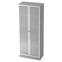 Mobile archivio grigio SIGNA K 6100G SG con due ante in vetro opaco e maniglie argentate di hjh OFFICE PRO