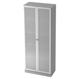 Mobile archivio grigio SIGNA K 6100G SG con due ante in vetro opaco e maniglie argentate di hjh OFFICE PRO