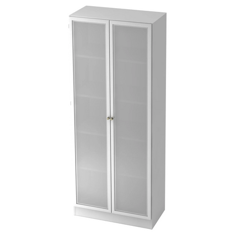 Mobile archivio bianco SIGNA K 6100G SG con due ante in vetro satinato argento di hjh OFFICE PRO