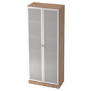 Mobile archivio SIGNA K 6100G SG effetto noce con due ante in vetro satinato argento di hjh OFFICE PRO