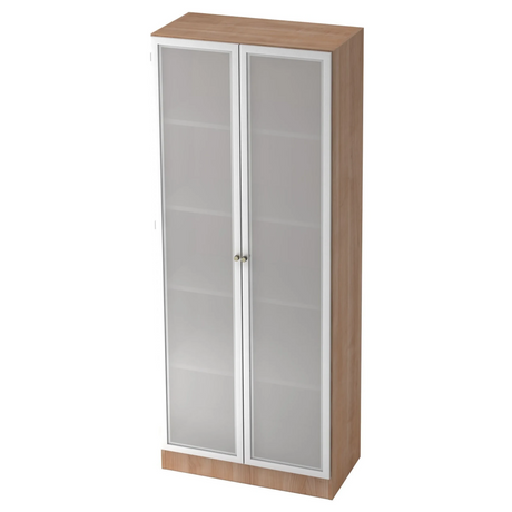 Mobile archivio SIGNA K 6100G SG effetto noce con due ante in vetro satinato argento di hjh OFFICE PRO