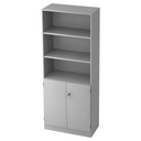Mobile archiviatore grigio SIGNA K 6770 SG con ripiani aperti e un modulo inferiore chiuso di hjh OFFICE PRO