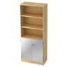Libreria SIGNA K 6770 SG in effetto acero con tre vani aperti ed elemento armadio argento di hjh OFFICE PRO