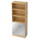 Libreria SIGNA K 6770 SG in effetto acero con tre vani aperti ed elemento armadio argento di hjh OFFICE PRO