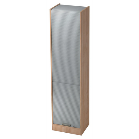 Armadio SIGNA R 50 in aspetto noce con serranda in plastica argento di hjh OFFICE PRO
