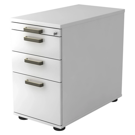 Cassettiera SIGNA SC40 bianca in plastica con tre maniglie a righe di hjh OFFICE PRO