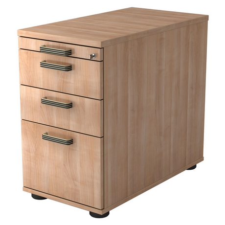 Cassettiera SIGNA SC40 in noce chiaro con quattro cassetti e maniglie a righe di hjh OFFICE PRO
