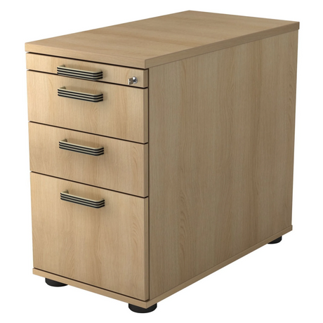 Cassettiera SIGNA SC40 in effetto rovere con quattro cassetti e maniglie a strisce di hjh OFFICE PRO