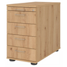 Cassettiera SIGNA SC50 in aspetto rovere frassino con cinque cassetti e maniglie a ponte argentate di hjh OFFICE PRO