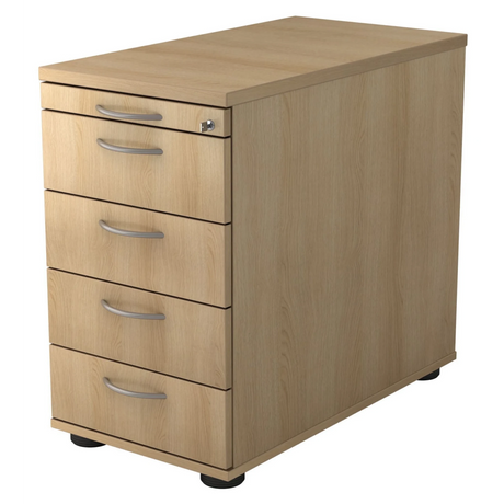 Cassettiera SIGNA SC50 in rovere con cinque cassetti e maniglie ad arco di hjh OFFICE PRO