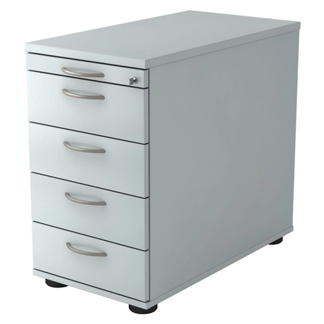 Cassettiera in metallo grigio SIGNA SC50 con cinque cassetti e maniglie ad arco di hjh OFFICE PRO