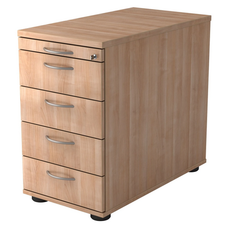 Cassettiera SIGNA SC50 in aspetto noce con cinque cassetti e maniglie ad arco di hjh OFFICE PRO