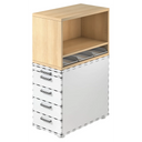 Cassettiera SIGNA SCA1 in effetto rovere con struttura bianca, cinque cassetti e un vano aperto di hjh OFFICE PRO