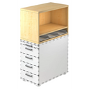 Cassettiera SIGNA SCA1 in aspetto acero con corpo bianco e cinque cassetti di hjh OFFICE PRO