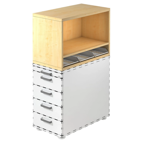 Cassettiera SIGNA SCA1 in aspetto acero con corpo bianco e cinque cassetti di hjh OFFICE PRO