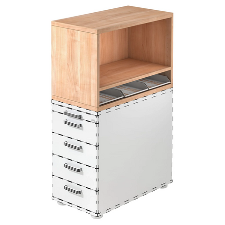 Cassettiera SIGNA SCA1 in look noce con struttura bianca e cinque cassetti di hjh OFFICE PRO