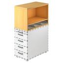 Cassettiera SIGNA SCA1 in faggio e bianco con cinque cassetti e un vano aperto di hjh OFFICE PRO