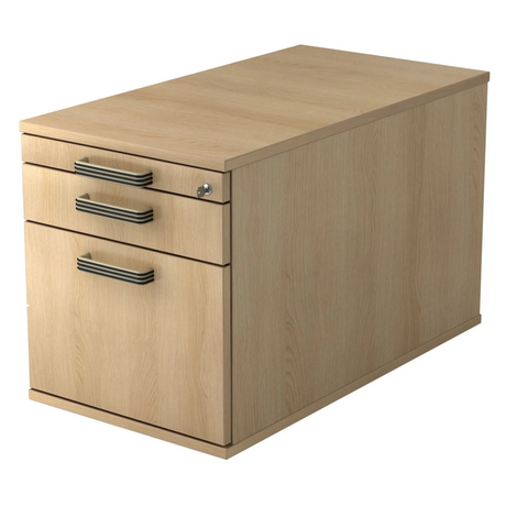 Cassettiera con rotelle SIGNA TC20 effetto rovere con tre maniglie a striscia e serratura di hjh OFFICE PRO