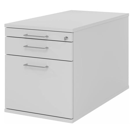 Cassettiera con rotelle SIGNA TC20 in metallo grigio con tre cassetti e maniglie a ponte di hjh OFFICE PRO