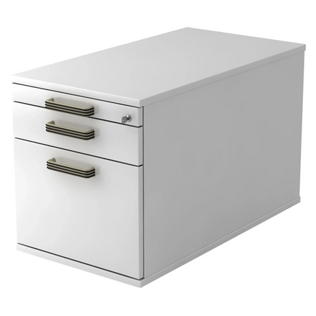 Cassettiera con rotelle SIGNA TC20 bianca in plastica con tre maniglie a strisce di hjh OFFICE PRO