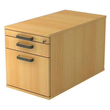 Cassettiera con rotelle SIGNA TC20 effetto faggio con tre maniglie a righe e serratura di hjh OFFICE PRO