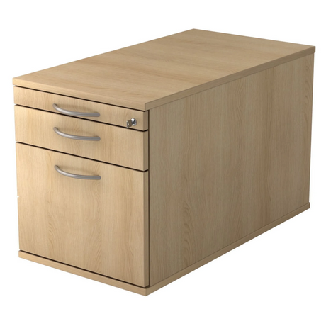 Cassettiera con rotelle SIGNA TC20 in effetto rovere con tre cassetti e maniglie ad arco di hjh OFFICE PRO