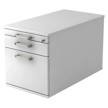 Cassettiera con rotelle SIGNA TC20 in metallo bianco con tre cassetti e maniglie cromate di hjh OFFICE PRO