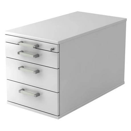 Cassettiera con rotelle SIGNA TC30 bianca in metallo con quattro cassetti e maniglie cromate di hjh OFFICE PRO