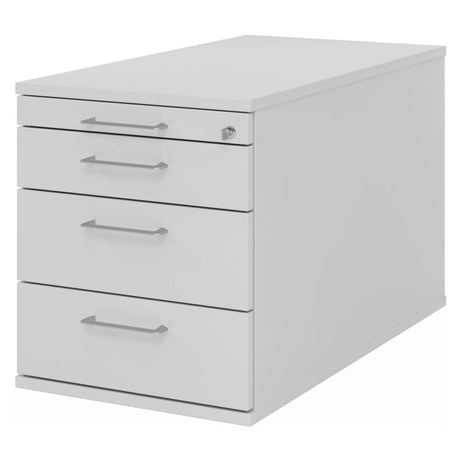 Cassettiera con rotelle SIGNA TC30 grigia in metallo con quattro cassetti e maniglie a ponte di hjh OFFICE PRO